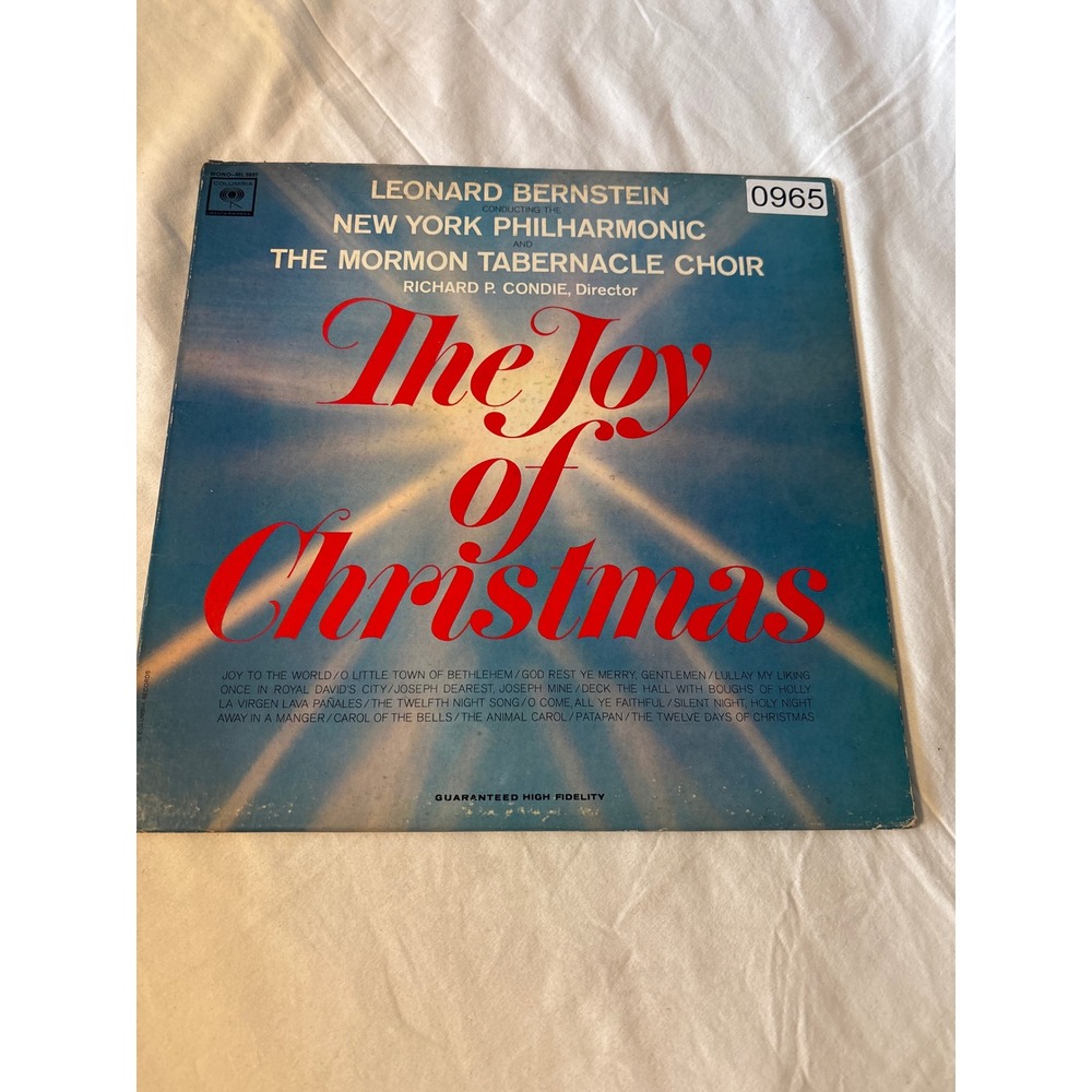 Columbia The Joy of Christmas Vinyl LP Leonard Bernstein NY Phil Good ML 5899